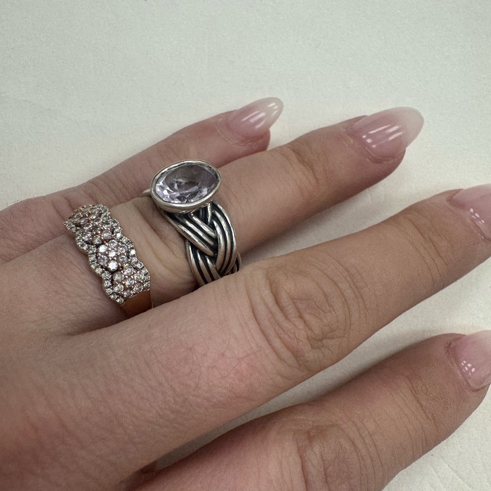PANDORA RARE Retired Sterling Silver ALE Braided Amethyst Ring Size 7 9.5g - Picture 16 of 16